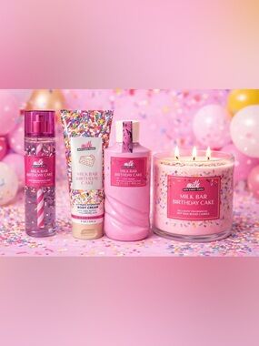Bath & Body Works Milk Bar Birthday Cake Body Wash & Cream - Pink